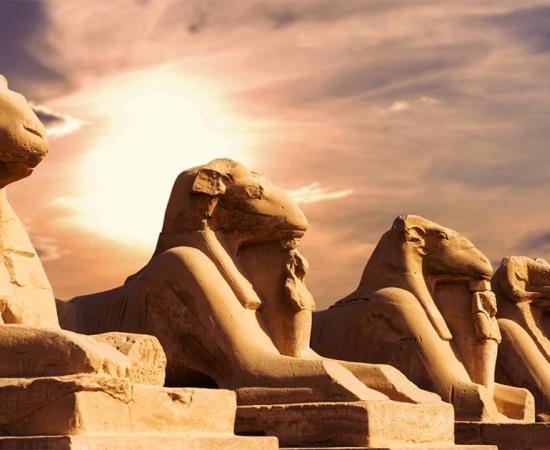 Fragment of the Alley of the Sphinxes in the Karnak Temple, Luxor, Egypt. The image of a sphinx with the head of a ram was a common depiction of the god Amun and this connected him with fertility.                   Source: Anton / Adobe stock