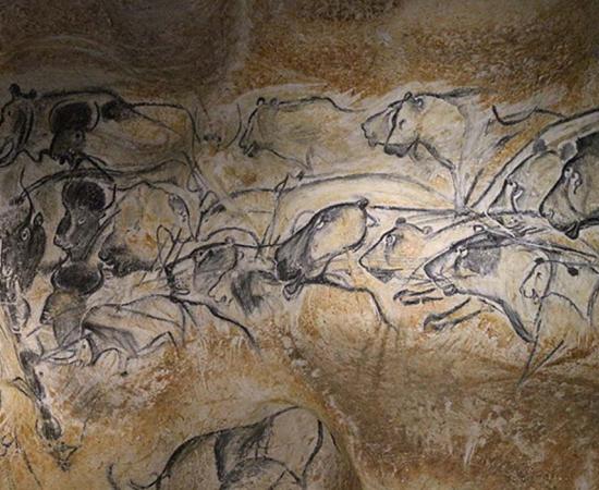 The charcoal drawings found at Chauvet show a high degree of detail. Copy of the Lions Panel of the Chauvet Cave. 