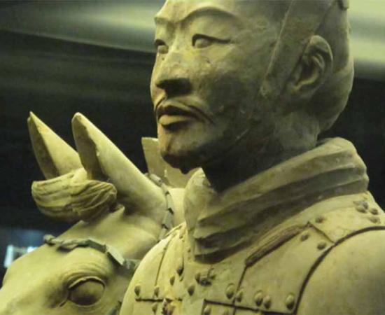 A detail of a Chinese warrior from the Terracotta Army.         Source: Sam Steiner/CC BY-NC-SA 4.0