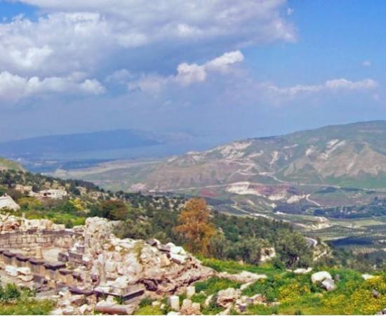 Sea of Galilee and southern Golan Heights, from Umm Qais, Jordan