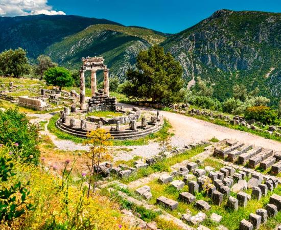 Temple of Athena Pronaia at Delphi in Greece. Source: Leonid Andronov/Adobe Stock