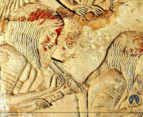 On the Southern Part of the East Wall of Horemheb’s Saqqaran tomb, military scribes, magnificently represented, scrupulously record the details of long files of prisoners escorted by Egyptian soldiers (not in pic). This depiction is often speculated to represent women scribes.