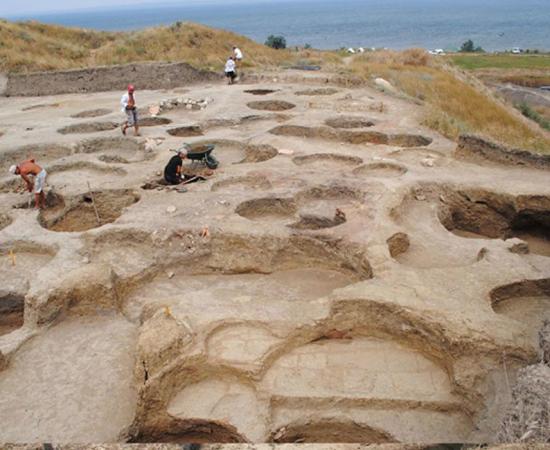 Fragments of a building dated to the 5th century with Roman holes at Phanagoria.