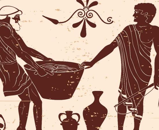 Ancient Greek household manager with his slave. Source: migfoto / Adobe Stock.