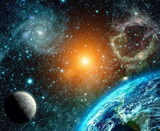 Ancient Greek astronomy has baffled experts for centuries – how did they know what they knew so long ago? These four discoveries epitomize this. Pictured: view of the Earth, Moon and Sun from the space elements (original image from NASA). Source: vovan / Adobe stock