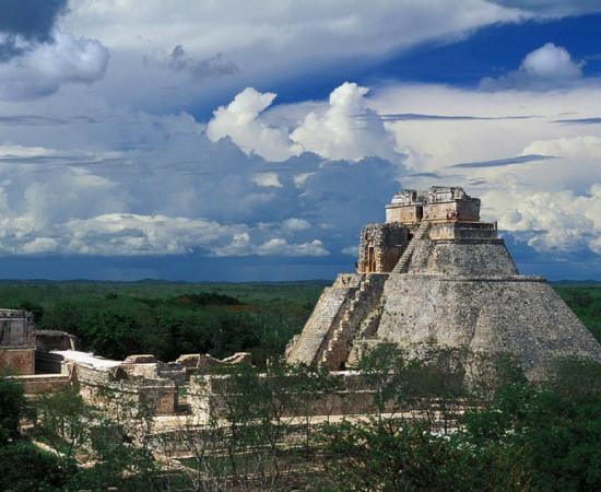 The grand pyramid of the Maya at Uxmal 