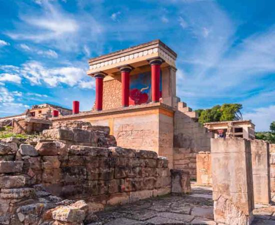 View at the ruins of the famous Minoan palace of Knossos, the center of the Minoan civilization and one of the largest archaeological sites in Greece. Source: GIORGOS/Adobe Stock