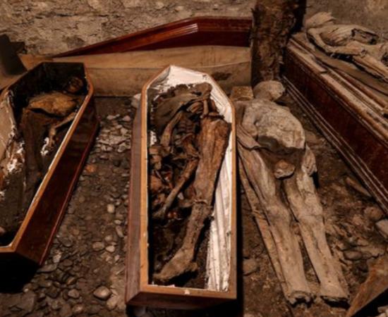  The mummies at St Michan that have been burned in the fire.