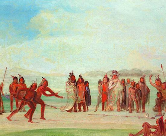 George Catlin, Tchung-kee, a Mandan Game Played with a Ring and Pole", 1832-3. 