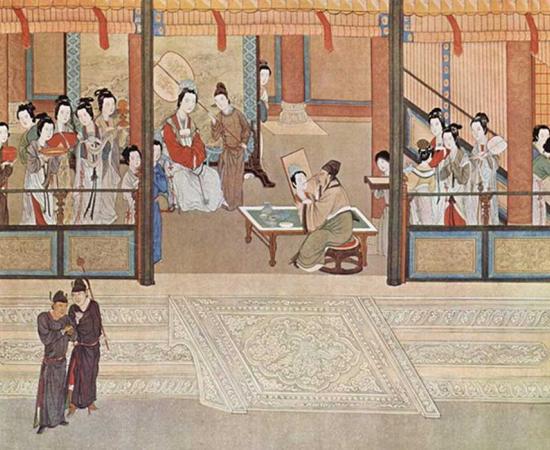 Detail of ‘Spring Morning in the Han Palace’ (17th century) by Qiu Ying