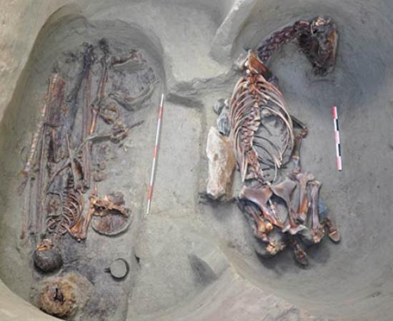 Ancient instrument Turkic warrior burial in Kazakhstan