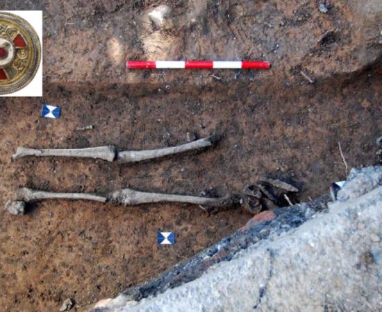 Anglo-Saxon Grave of high-status female found with grave goods.     Source: Canterbury Trust