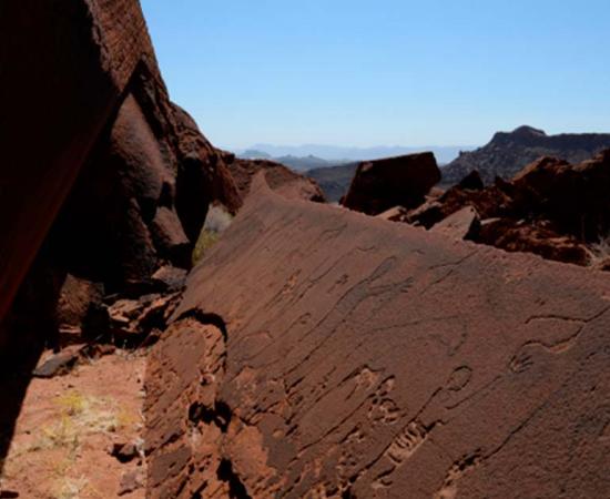 Stone Age animal and human depictions in Doro! nawas mountains, Namibia. Source: Andreas Pastoors/PLoS ONE