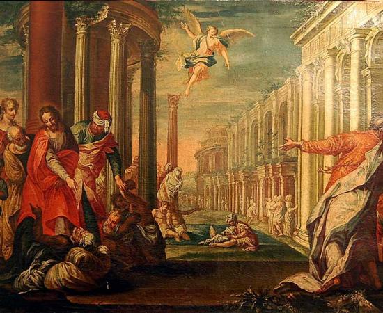 A painting of the Antonine plague, by painter Joseph Wannenmacher, which was the beginning of the end for the western Roman Empire.		Source: ChrisSchweigi / CC BY-SA 3.0