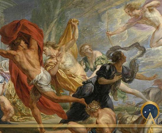 Apollo and Diana killing the children of Niobe by Jan Boeckhorst  (1668)