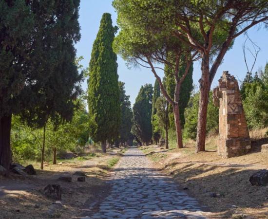 Appian way (or Via Appia antica) section in its urban regional park in Rome, Italy. 	Source: Paolo/Adobe Stock