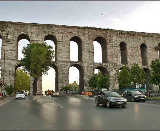 The "downtown" Istanbul Bozdoģan Kemeri bridge is one of the most famous sections of the Roman aqueduct of Constantinople.