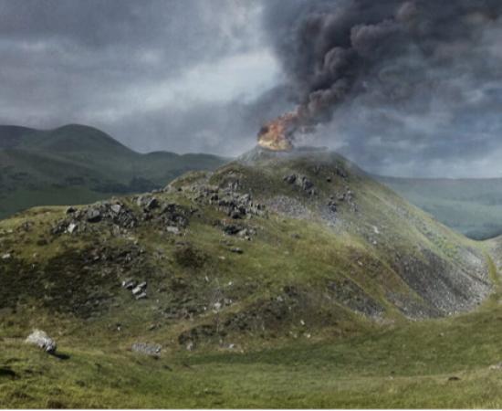 Reconstruction of Tinnis Late Iron Age Fort ablaze