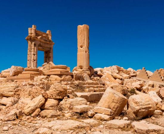 Temple of Bel, an ancient temple in Palmyra, Syria. The temple was destroyed by ISIS in 2015. Source: Janos/Adobe Stock