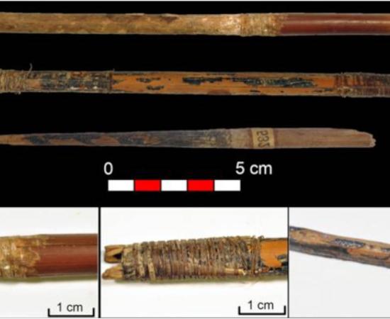 Three Neolithic arrows recovered from the Cave of Los Murciélagos in Albuñol