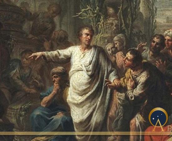 Cicero proudly shows his discovery of the 'Tomb of Archimedes' by Martin Knoller (1775) (Public Domain)