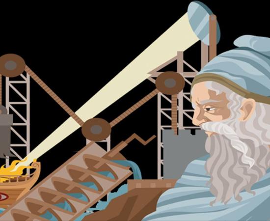 Archimedes with his famous inventions