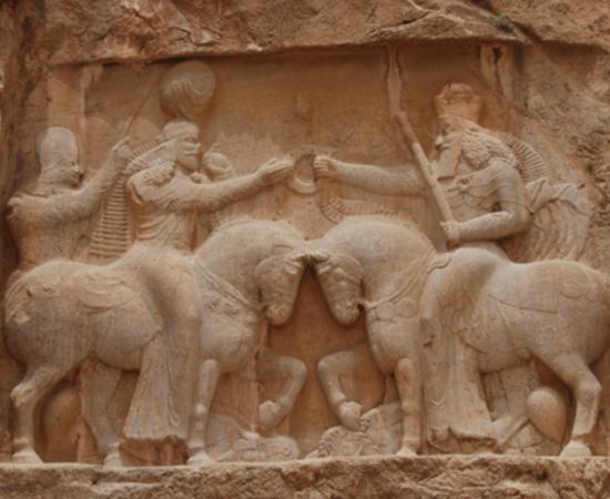 The investiture of Ardashir I, famous carving from Naqsh-e Rustam, Iran. 