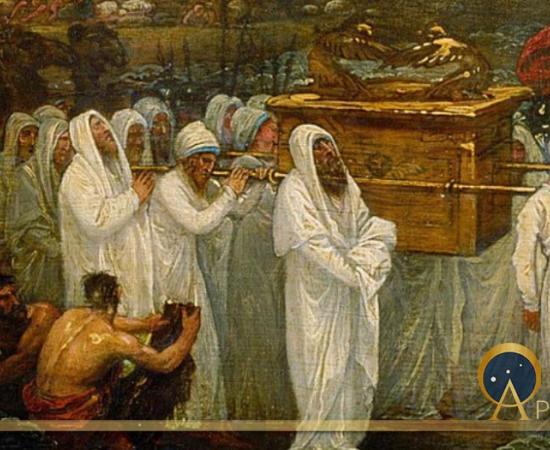 Joshua passing the River Jordan with the Ark of the Covenant by Benjamin West (1800) Art Gallery of New South Wales (Public Domain)