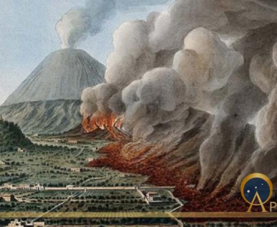 Mount Vesuvius: a volcanic eruption at the foot of the mount by Pietro Fabris, (1776). (Wellcome Images)