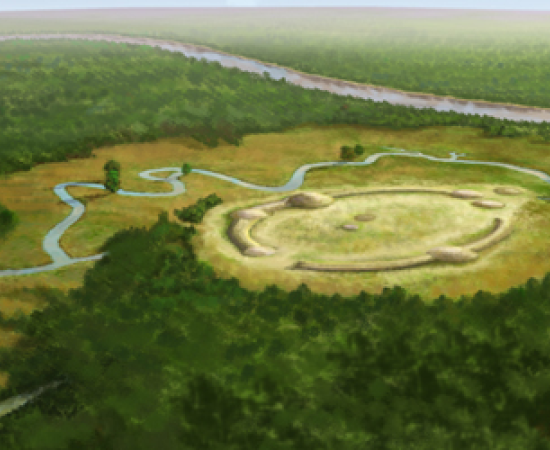 Artistic reconstruction of the prehistoric Watson Brake mounds