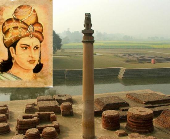 Ashoka the Great and an Ashoka Pillar at Tilaurakot, Lumbini, Nepal