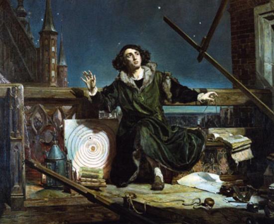 Astronomer Copernicus, or Conversations with God, by Matejko. In background: Frombork Cathedral. 