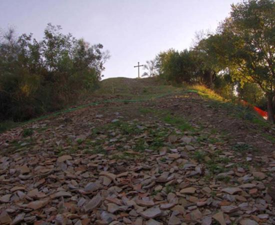 A cross stand on top Monte Testaccio, Rome, Italy. 