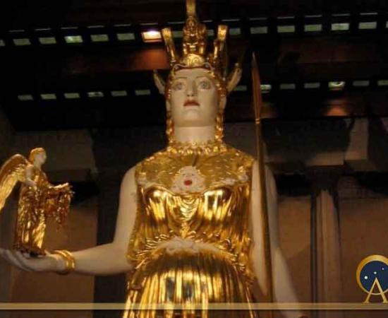 Detail of a recreation of Athena Parthenos at Nashville Parthenon, Tennessee, USA. Source: Lucas Livingston / CC BY 2.0