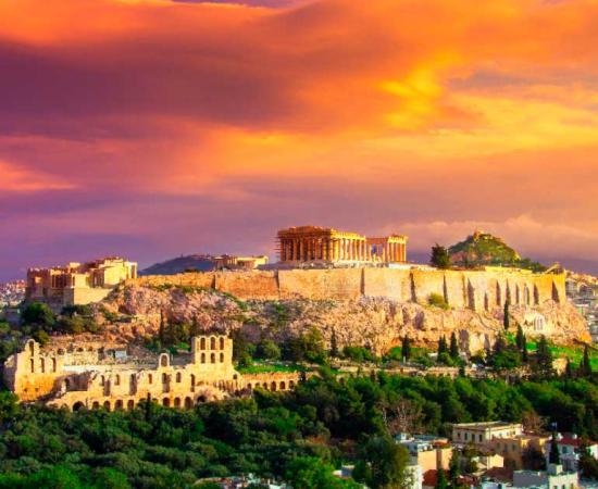 Athens at sunset. Source: gatsi / Adobe Stock