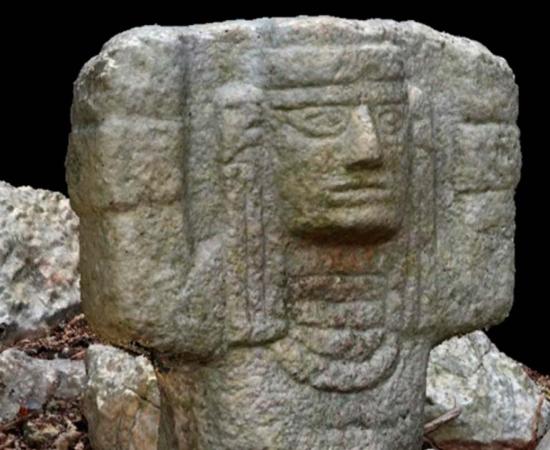Atlantean sculpture that was found during construction of the path to the new section of Chichén Itzá. Source: INAH