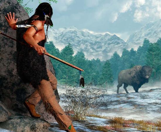 Prehistoric hunter with his weapon. Source: Daniel Eskridge / Adobe Stock.