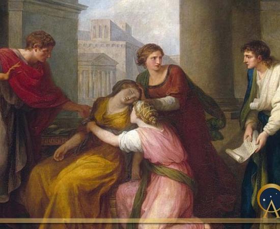 Virgil Reading the Aeneid to Emperor Augustus and his wife Livia with his daughter Julia present by Angelica Kauffmann (1788) Hermitage Museum (Public Domain)