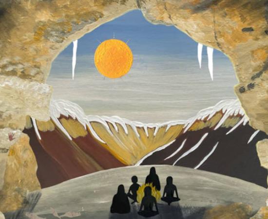 Artist’s impression of Dargan Shelter as it would have looked during the last Ice Age.  