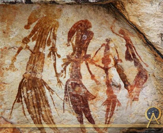 Bradshaw rock paintings found in the north-west Kimberley region of Western Australia. 