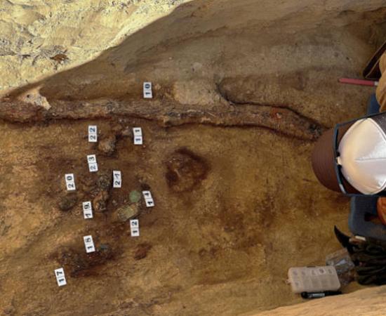 Avar saber in situ at the Székesfehérvár site, Hungary