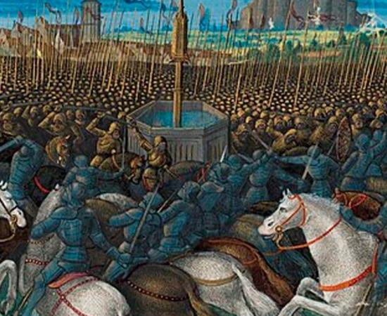 The Ayyubid Empire’s victory against the Crusaders. Image called the Battle of Cresson. Source: Public Domain	
