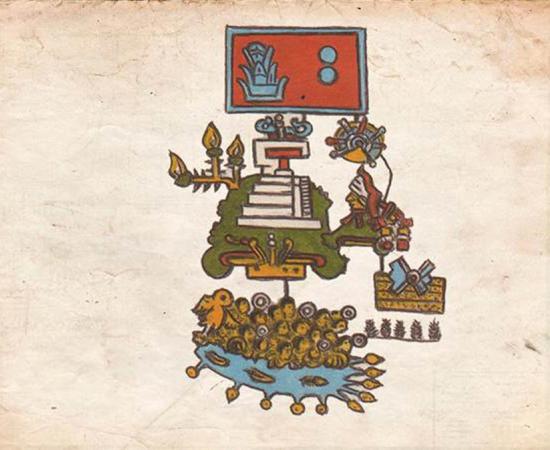 Pictogram in the Aztec Codex Telleriano Remensi representing an earthquake that took place in 1507. Source: Gerardo Suárez and Virginia García-Acosta