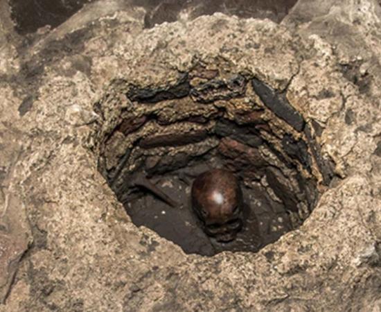 The remains of an Aztec child sacrifice were found in an unusual burial at the Templo Mayor of Tenochtitlan in Mexico.