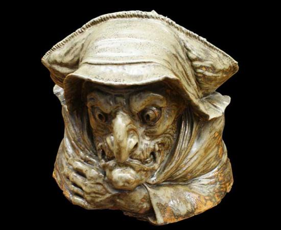 Sculpture depicting the gnarly-faced character of Baba Yaga. Source: Public domain