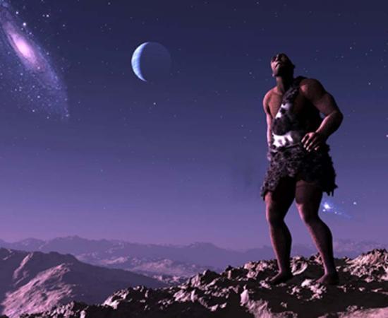 Early man looking up at the stars (Kovalenko I / Adobe Stock)