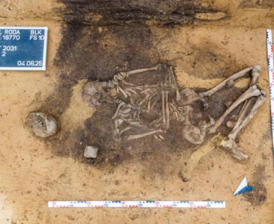 Archaeological excavation revealing 4,500-year-old dog teeth-decorated bags buried with elite women and infants at Krauschwitz