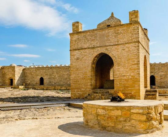 The altar of the Ateshgah Baku fire temple in the capital of Azerbaijan. Source: vadim.nefedov / Adobe Stock