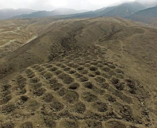 A low-altitude aerial view of a section of the holes. 