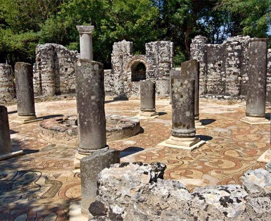 View of the baptistery in the ancient city of Butrint, Albania.